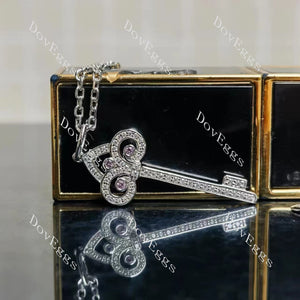 round moissanite&color gem fleur de lis key pendant necklace(pendant only)