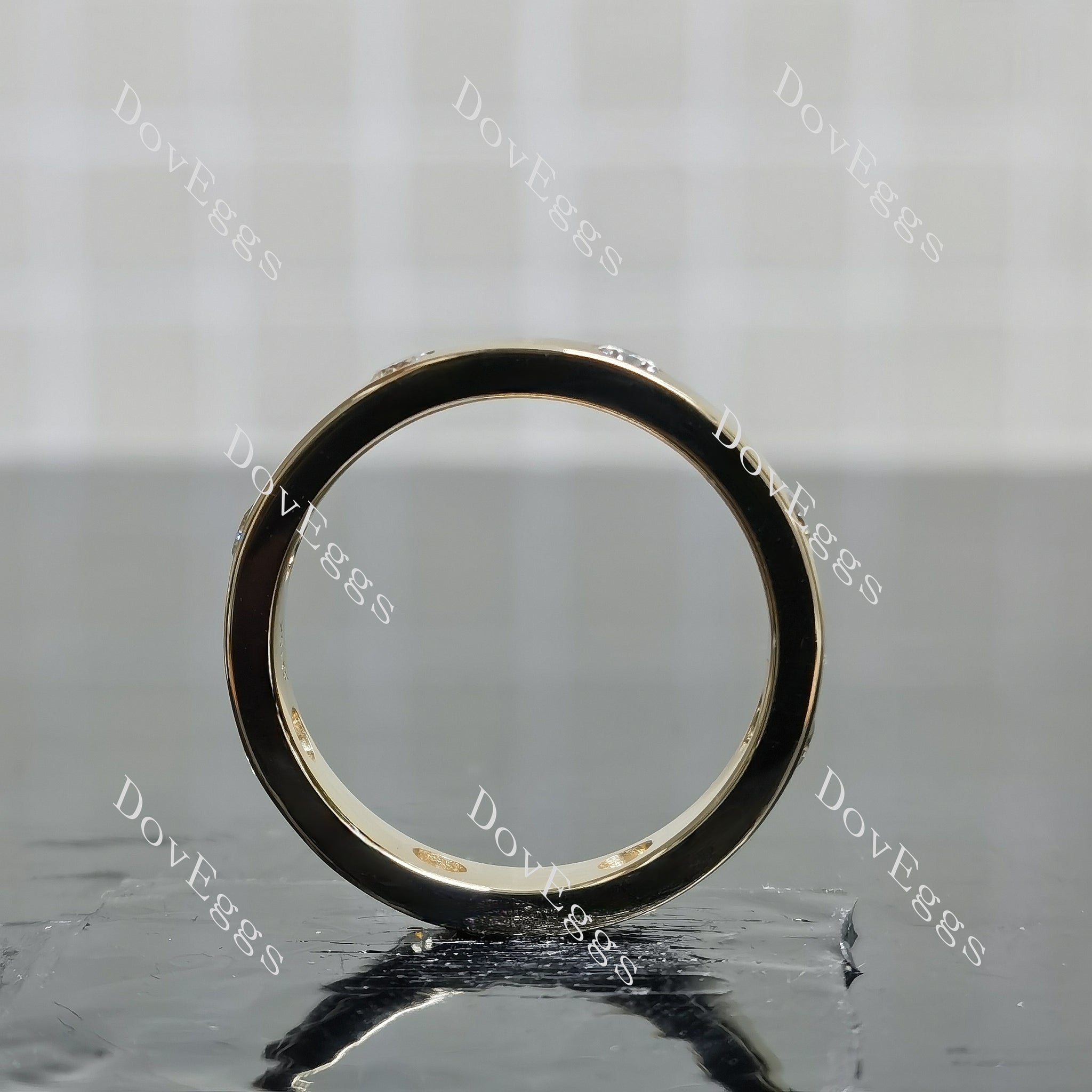 Doveggs round full eternity pave moissanite/lab grown diamond wedding band-4mm band width