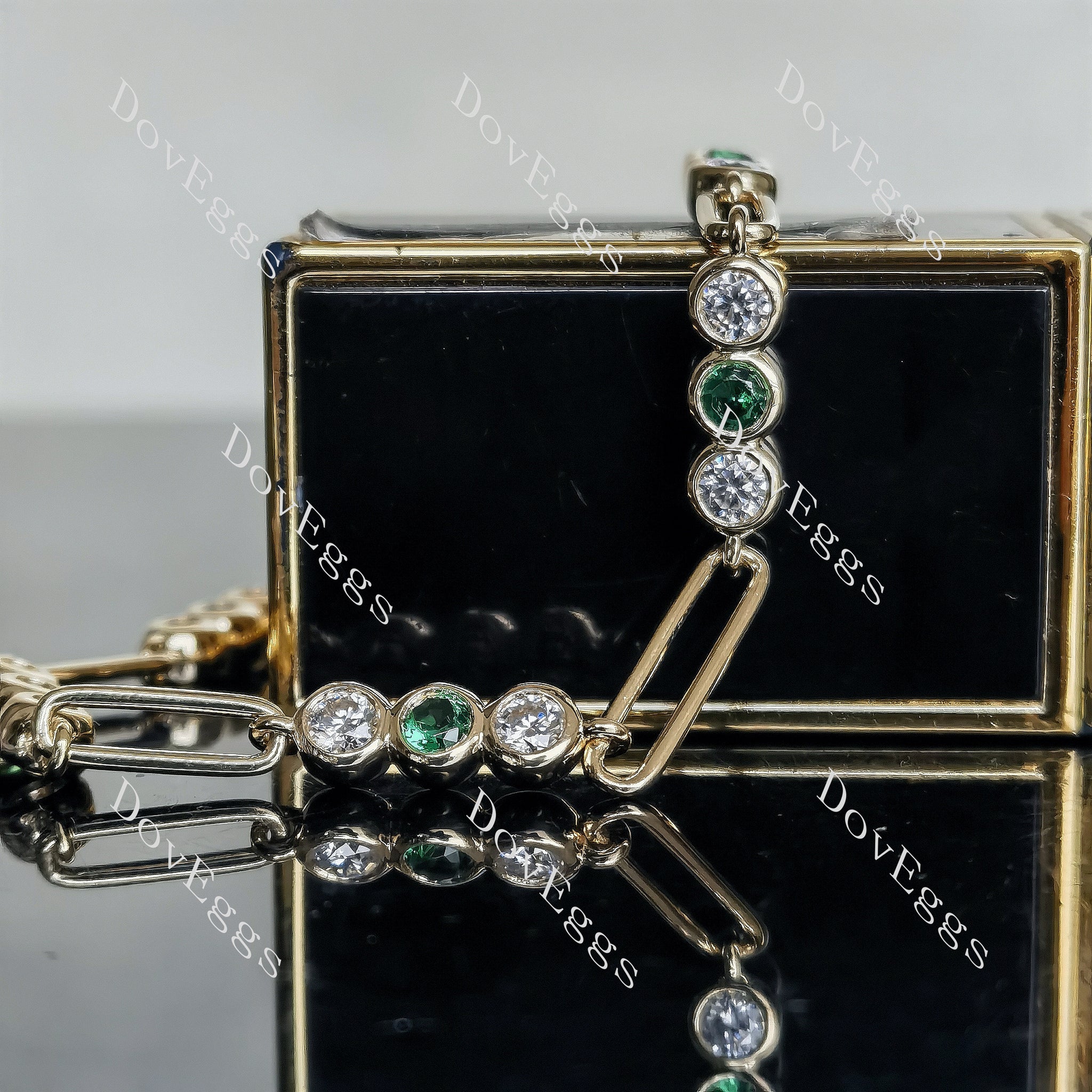 Doveggs round moissanite/lab grown diamond & colored gem bracelet