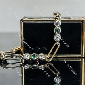 Doveggs round moissanite/lab grown diamond & colored gem bracelet