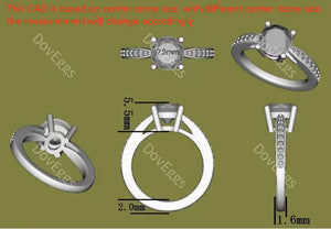 Doveggs half eternity pave engagement ring only semi-mount only(Exclusively to DovEggs Stones)