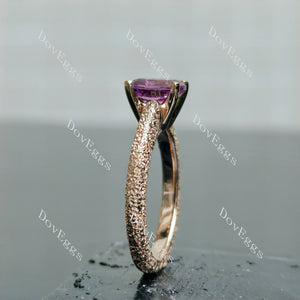 Doveggs criss cut elongated cushion solitaire textured colored gem engagement ring