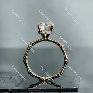 Doveggs oval bamboo art deco moissanite engagement ring