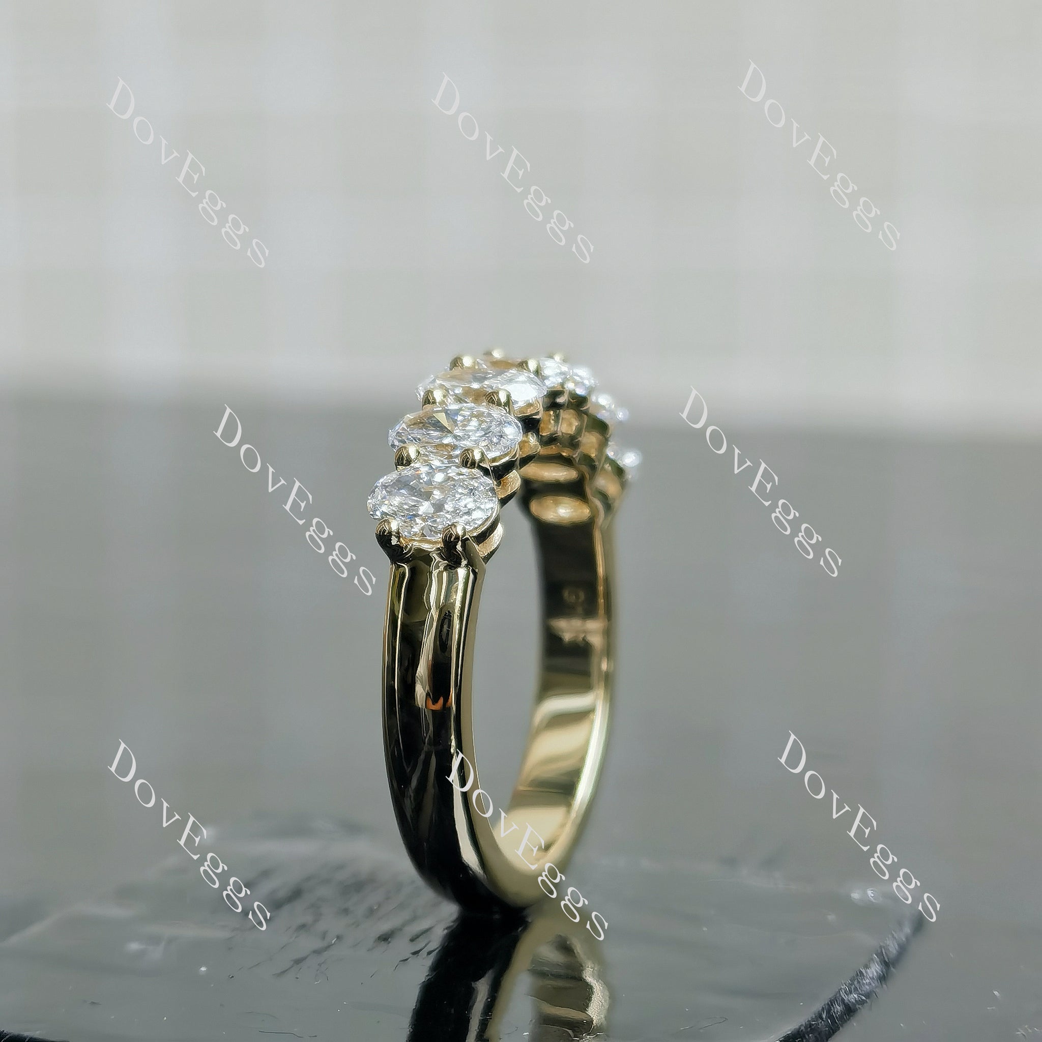 Doveggs oval 1/3 eternity pave moissanite/lab grown diamond wedding band-3.0mm band width