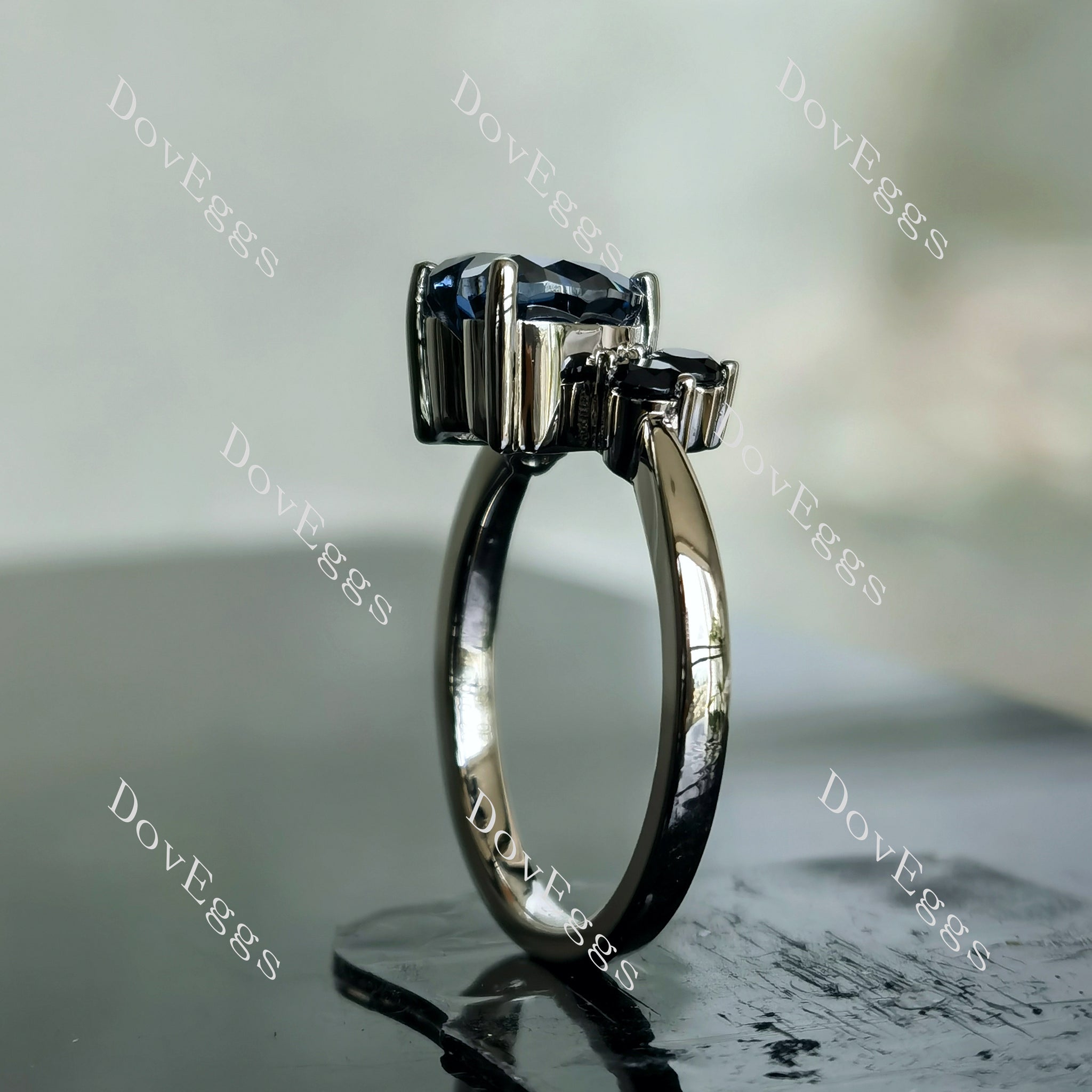 Doveggs heart twilight blue moissanite engagement ring