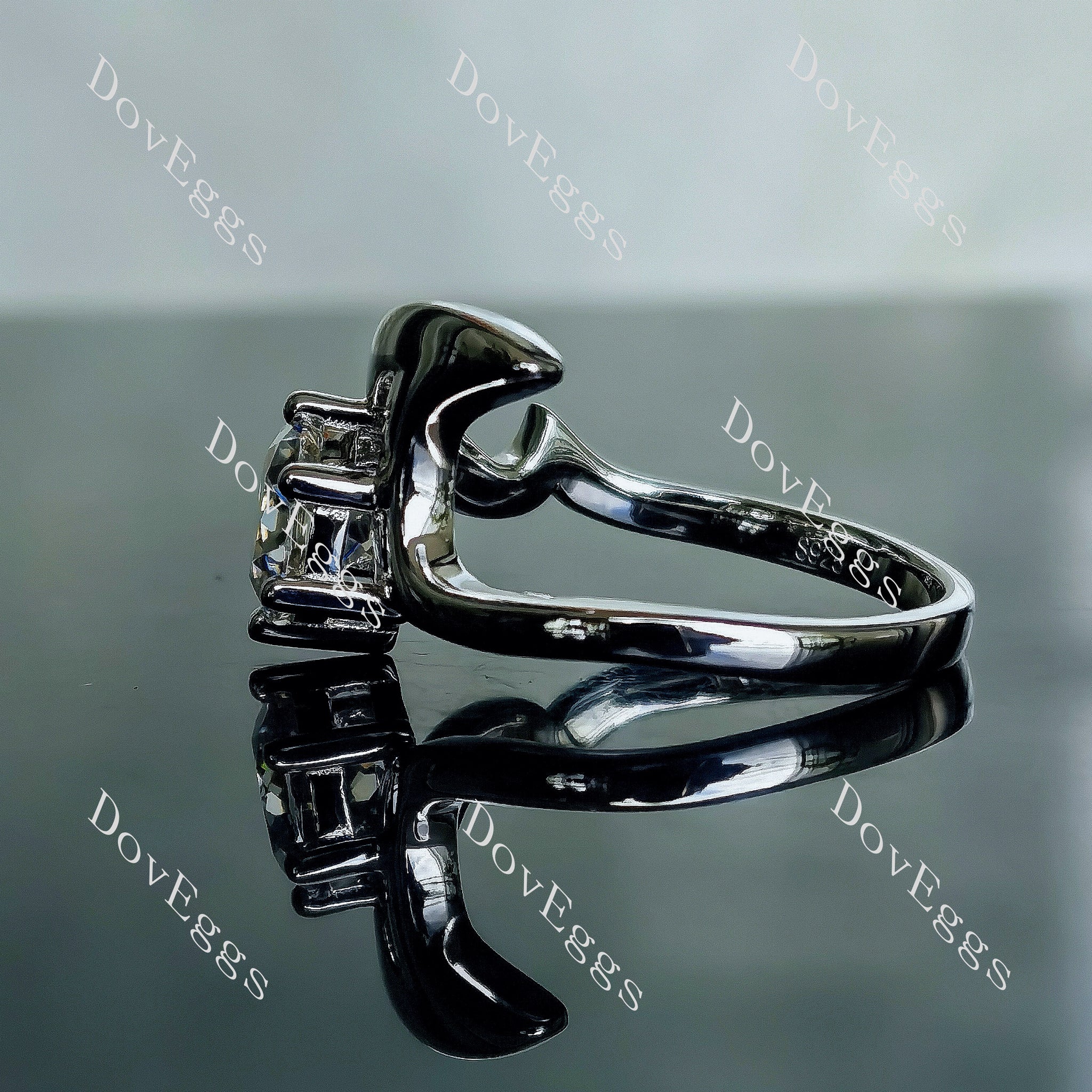 Bombora Wave round curved solitaire moissanite engagement ring