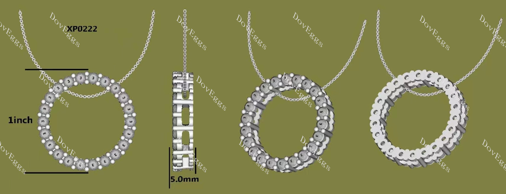 Doveggs round moissanite circle shape pendant necklace(pendant only)