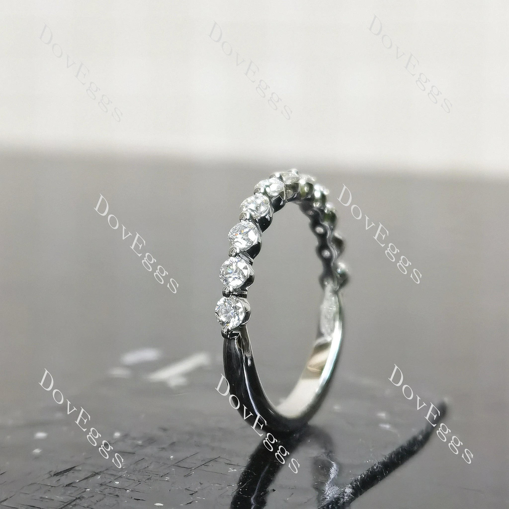Doveggs half eternity pave moissanite/lab grown diamond wedding bands(wedding band only)-2.2mm band width