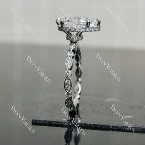 DovEggs pear pave hidden halo moissanite engagement ring