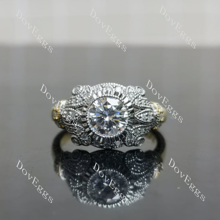 (size 6.75)Doveggs sterling silver 1ct Round moissanite engagement ring