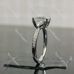 Doveggs emerald three stones pave moissanite engagement ring