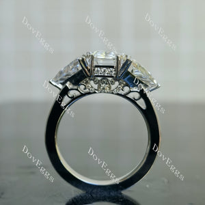 Doveggs elongated Krupp cut three-stone moissanite engagement ring