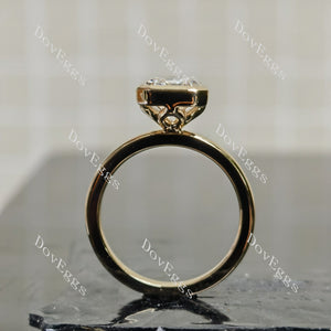 Doveggs Emerald Bezel Solitaire Lab Grown Diamond Engagement Ring