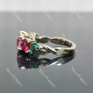 Doveggs art deco three stones engagement ring only semi-mount only(Exclusively to DovEggs Stones)