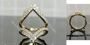 round marquise pave moissanite/ lab grown diamond accents enhancer-6.8mm band width