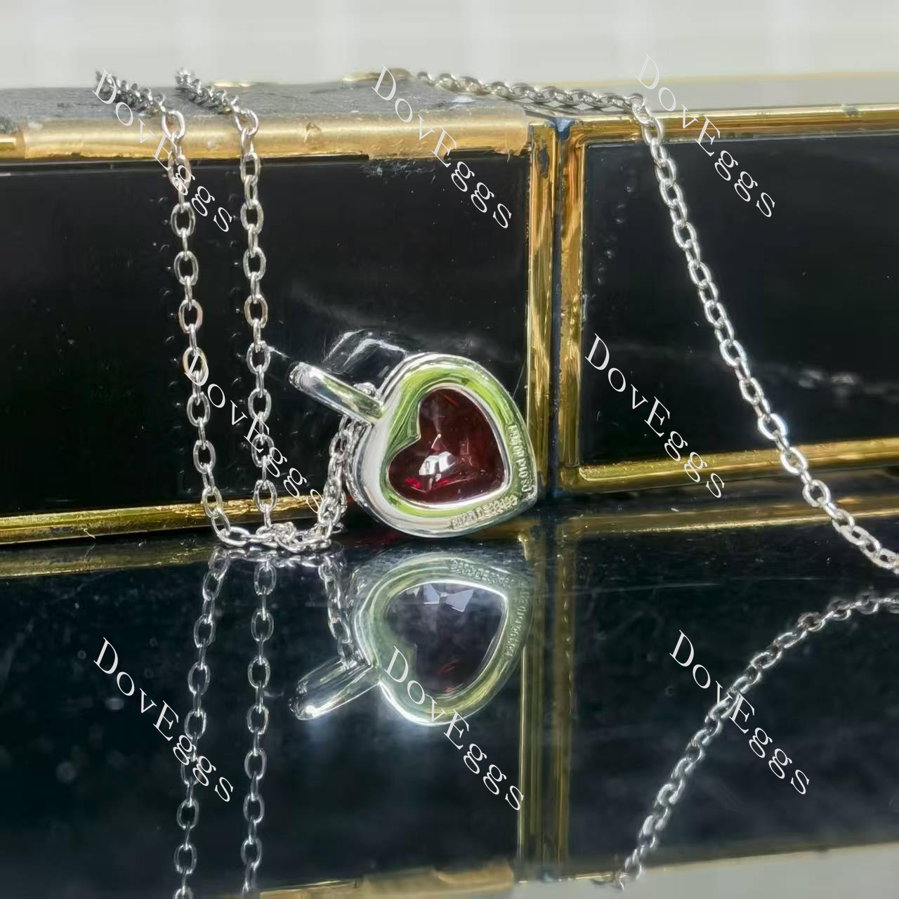 Doveggs sterling silver 3ct heart colored gem pendant necklace (pendant only)