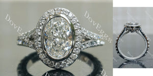 Oval Bezel Halo Split Shanks 3/4 Enternity Lab Grown Diamond