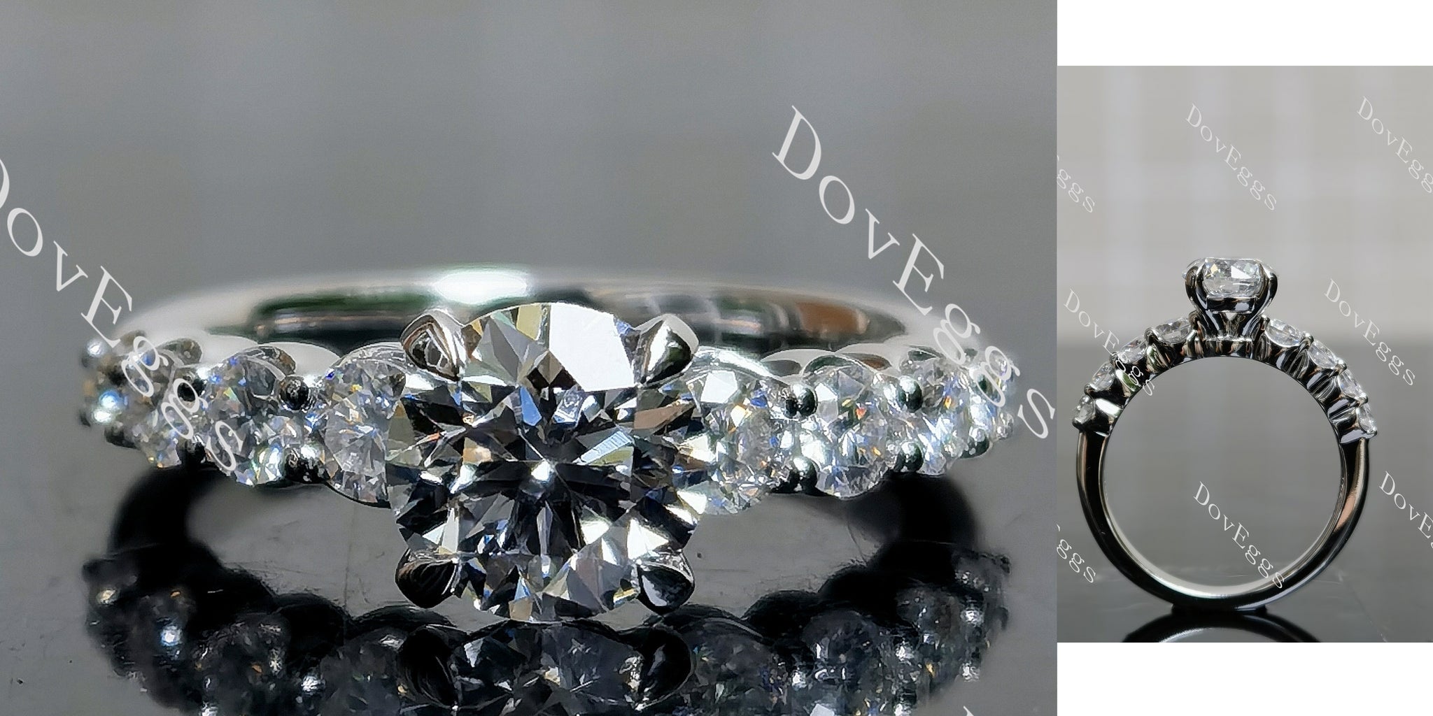 Round Pave Side Stone Lab Grown Diamond