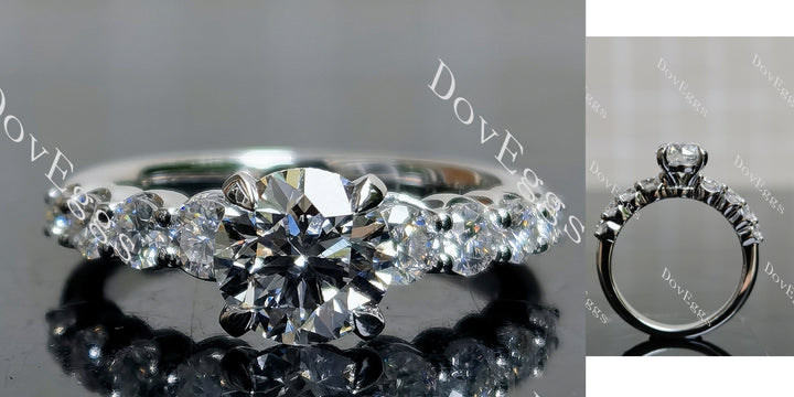 Round Pave Side Stone Lab Grown Diamond