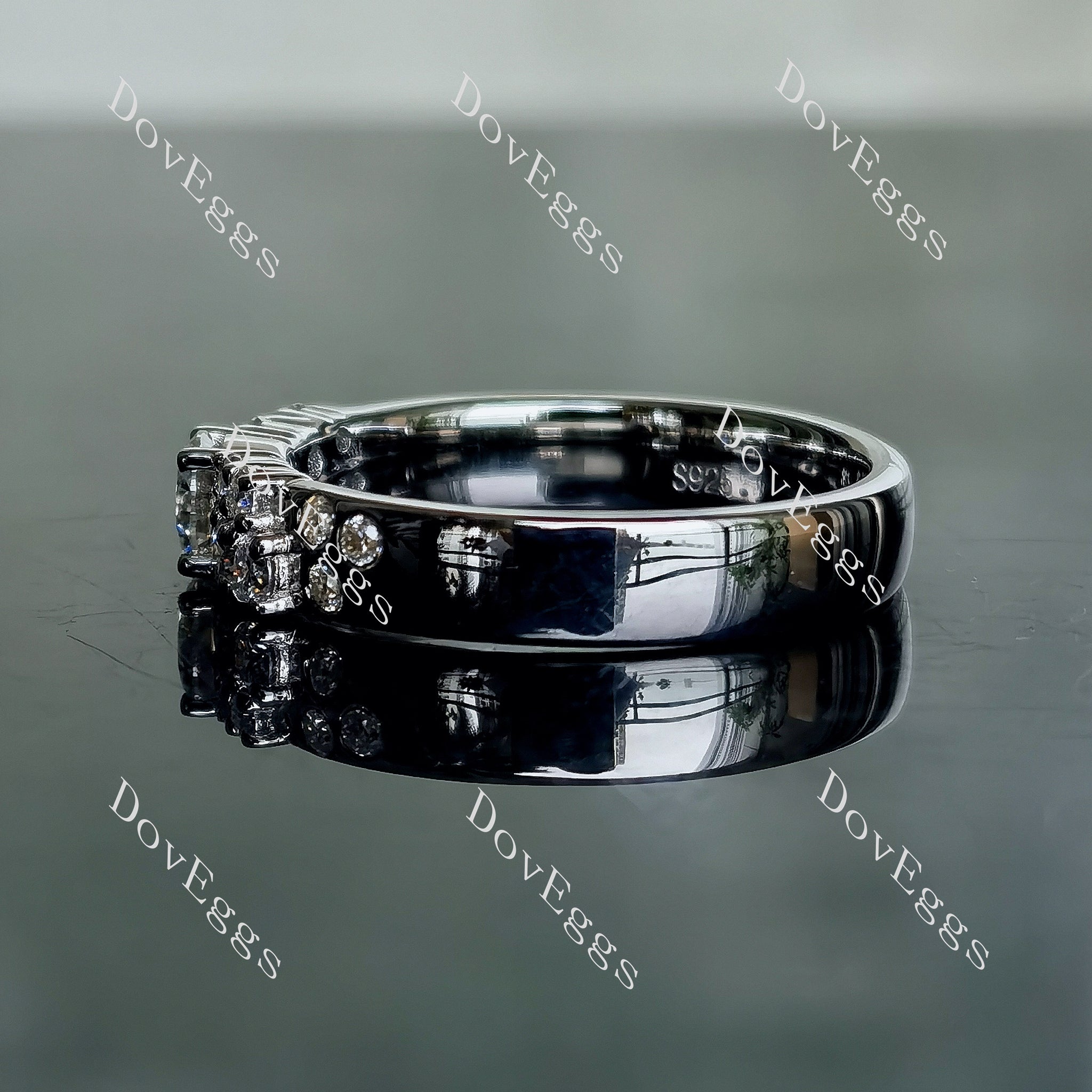 Doveggs round art deco moissanite/lab grown diamond wedding band-4.0mm band width