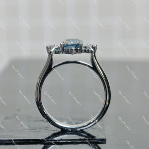 (size 7)Doveggs 2ct oval twlight blue moissanite engagement SS ring
