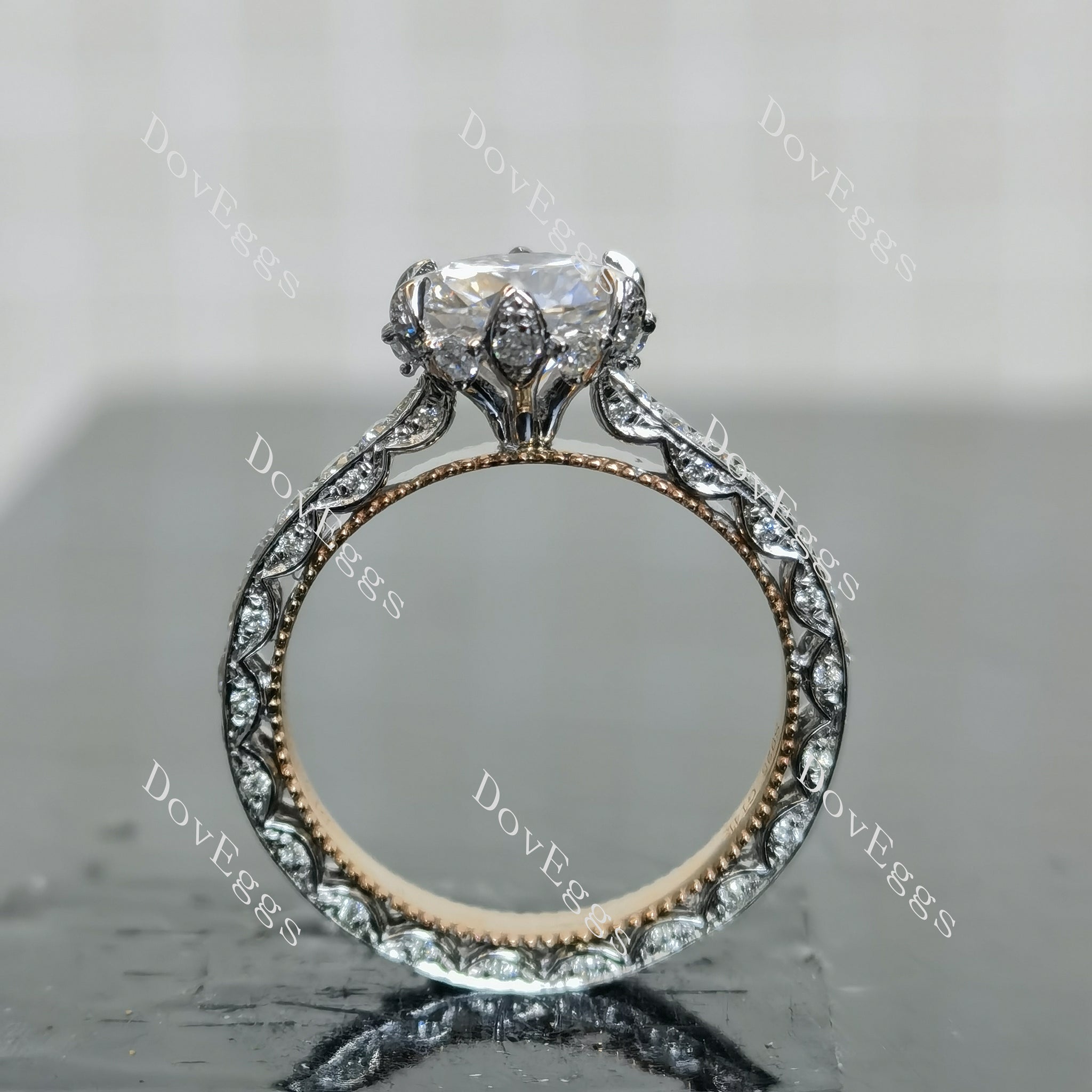 (size 6) Doveggs sterling silver & plated with yellow gold 1.5ct round moissanite engagement ring