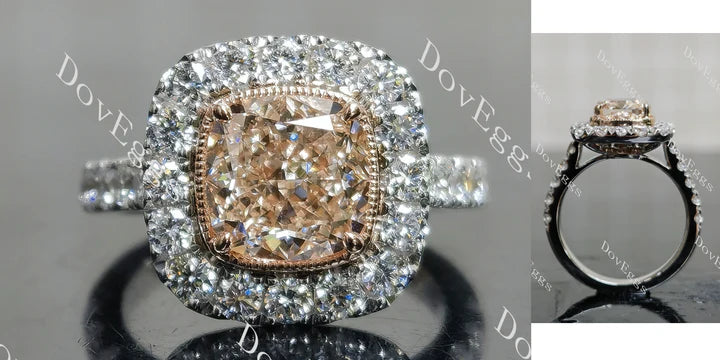 Pink Rose bezel halo half eternity  engagement ring semi-mount only(Exclusively to DovEggs Stones) - DovEggs-Seattle