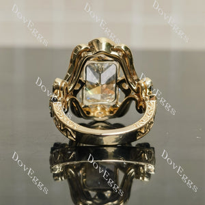 Radiant vintage art deco sparkle moissanite engagement ring | Doveggs
