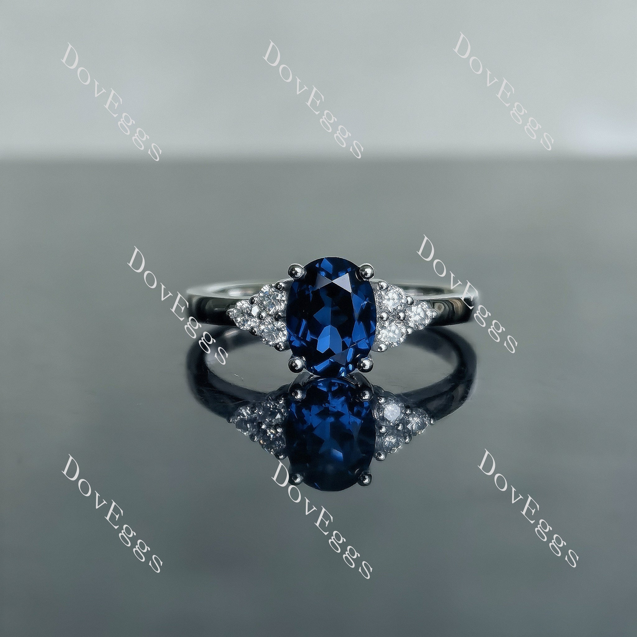 Doveggs oval side stones colored gem engagement ring