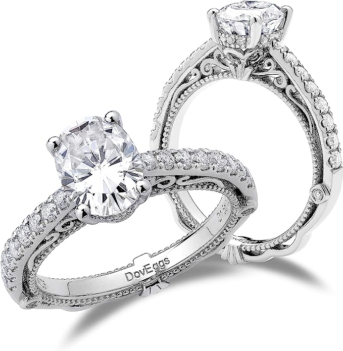 Doveggs 1.8ct cushion hidden halo moissanite engagement ring