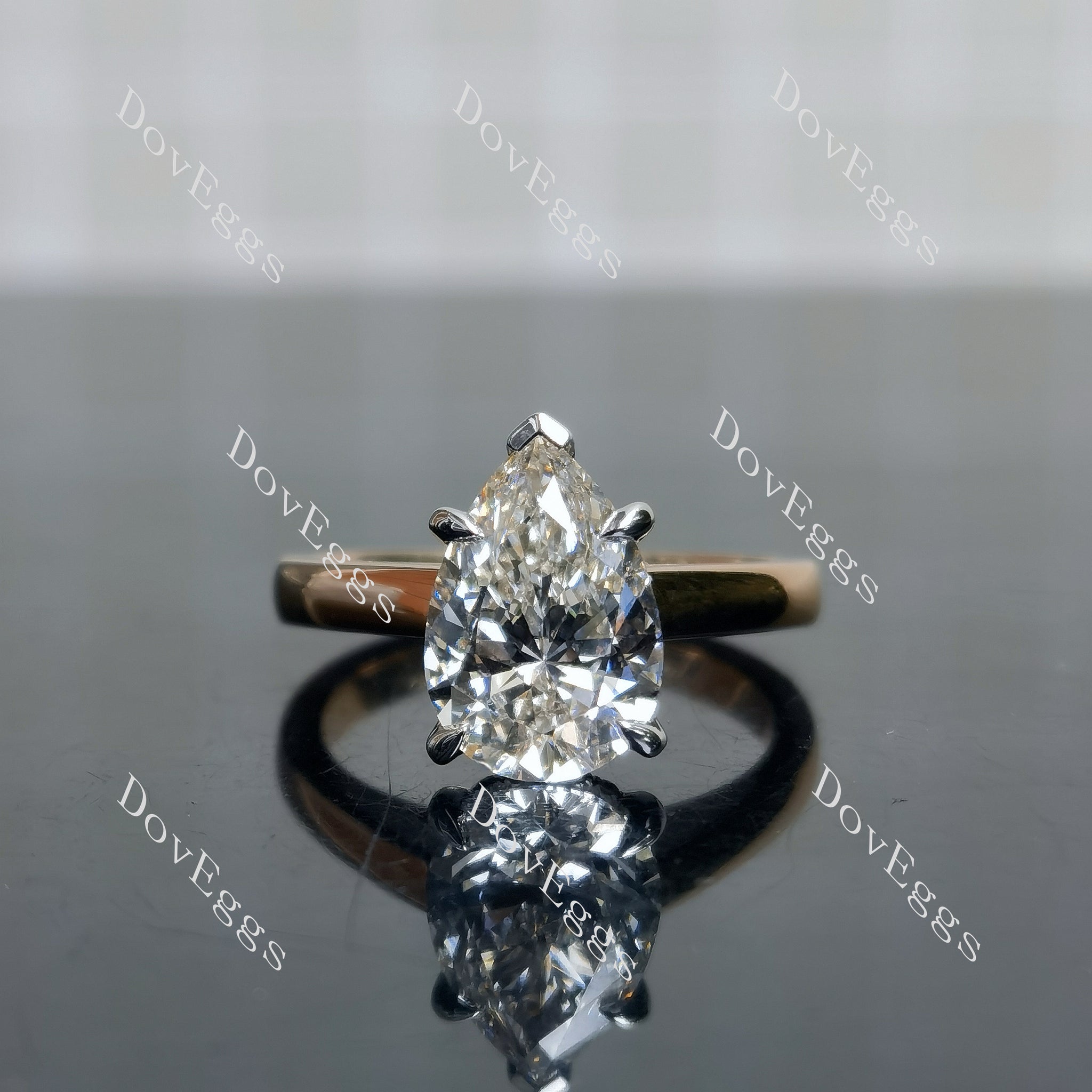 Doveggs Pear Solitaire Lab Grown Diamond Engagement Ring