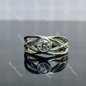 Doveggs Round Bezel Split Solitaire Lab Grown Diamond Engagement Ring
