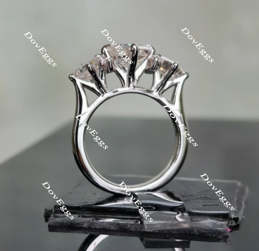 GRETZYA three stones engagement ring only semi-mount only(Exclusively to DovEggs Stones)