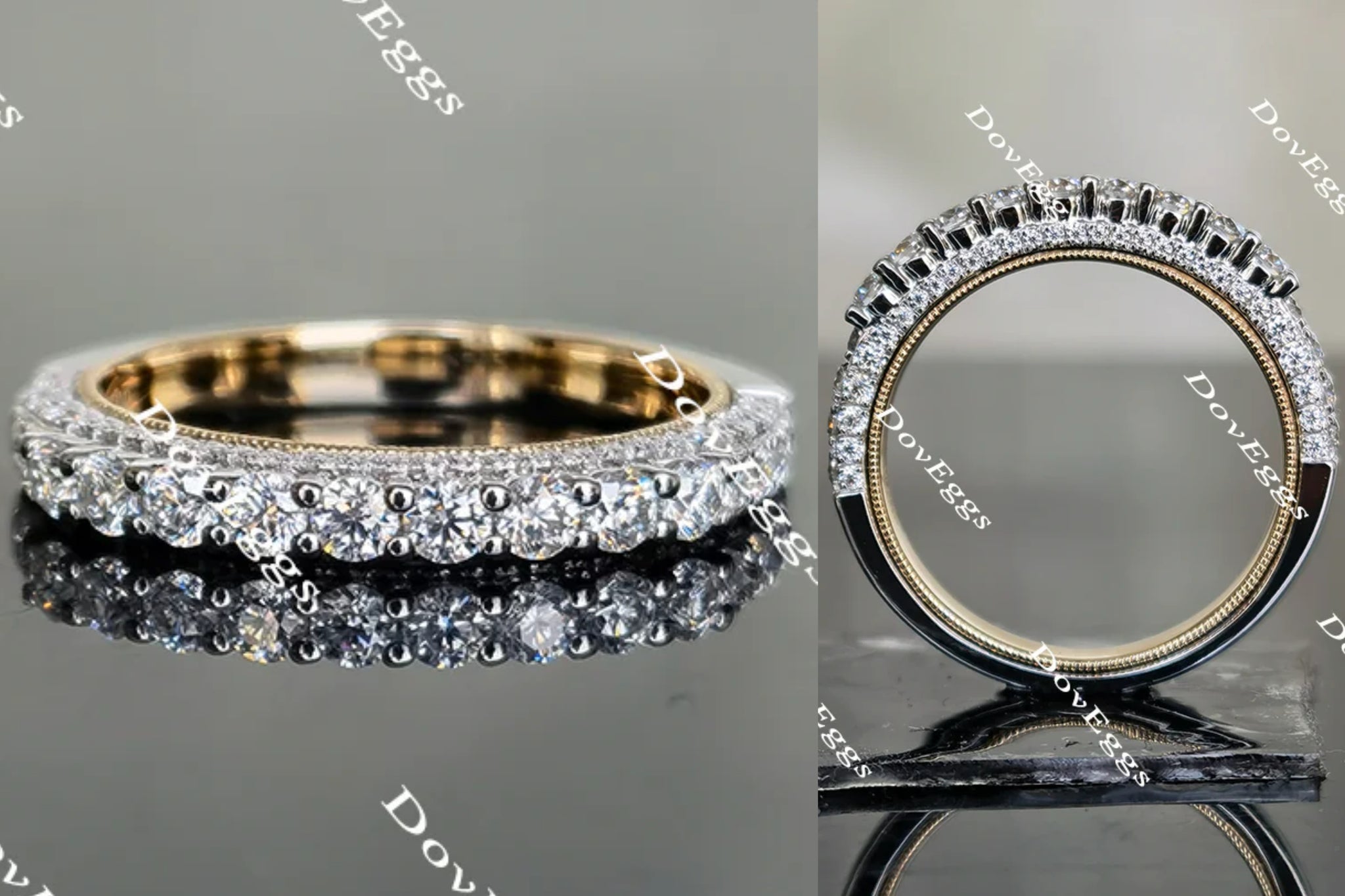 Doveggs round vintage moissanite/lab grown diamond wedding band-2.4mm band width