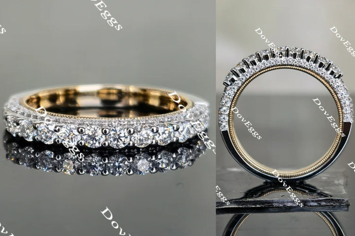 Doveggs round vintage moissanite/lab grown diamond wedding band-2.4mm band width - DovEggs-Seattle