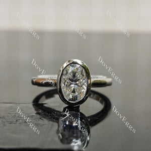 Doveggs oval vintage bezel moissanite engagement ring(engagement ring only)