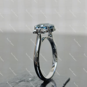 (size 7)Doveggs 2ct oval twlight blue moissanite engagement SS ring