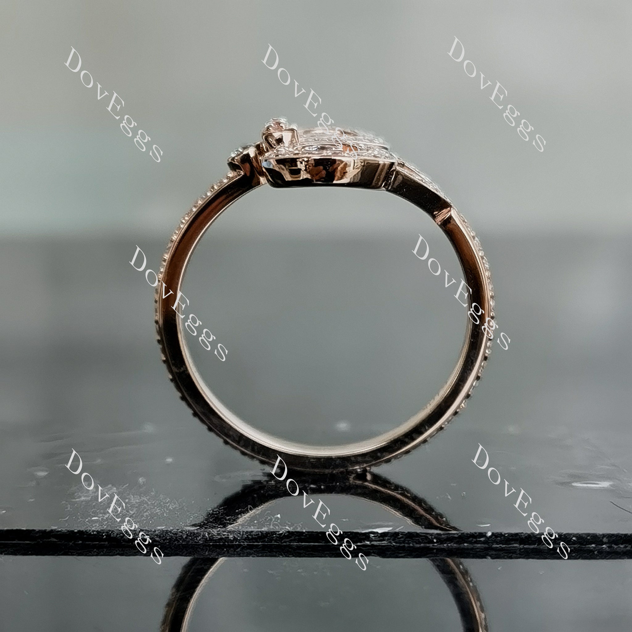 Fleur-de-lis round pave moissanite/lab grown diamond wedding band-2.2mm band width
