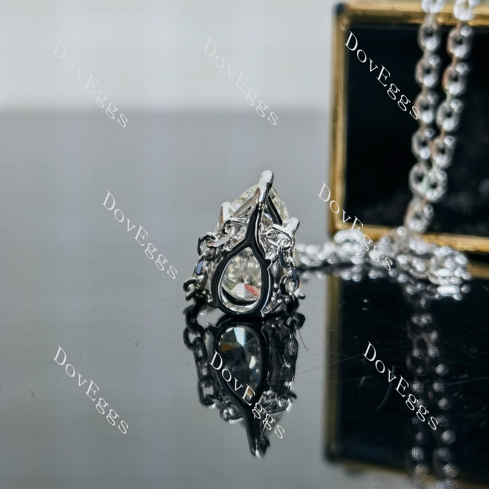 Doveggs Pear Pave Lab Grown Diamond Pendant Necklace (pendant only)