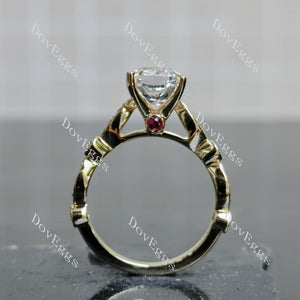 Doveggs Cushion Side Stones Lab Grown Diamond Engagement Ring