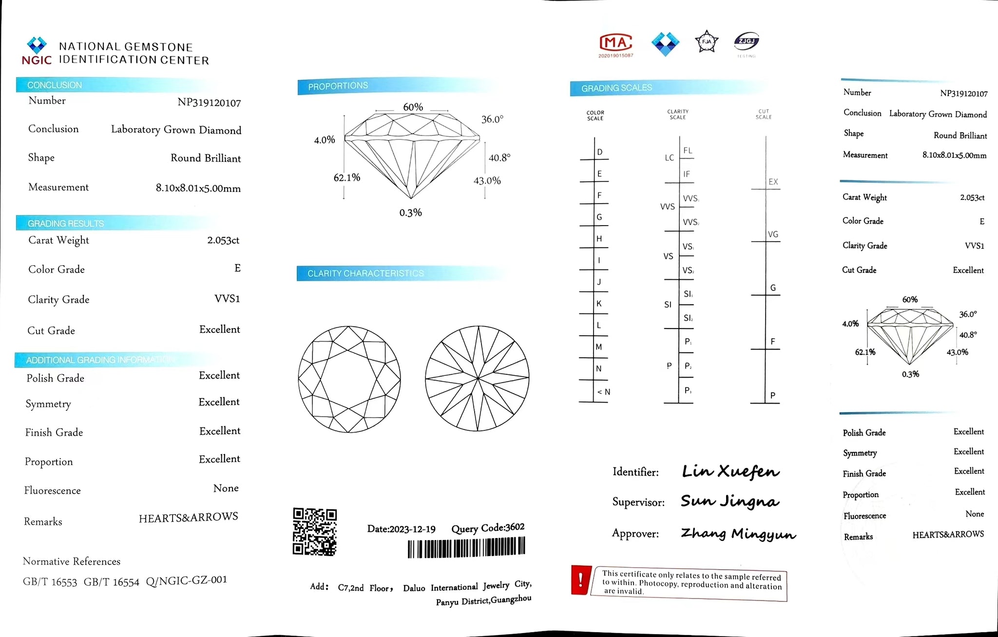 Doveggs 2.053ct round E color VVS1 Clarity Excellent cut lab diamond stone(certified)