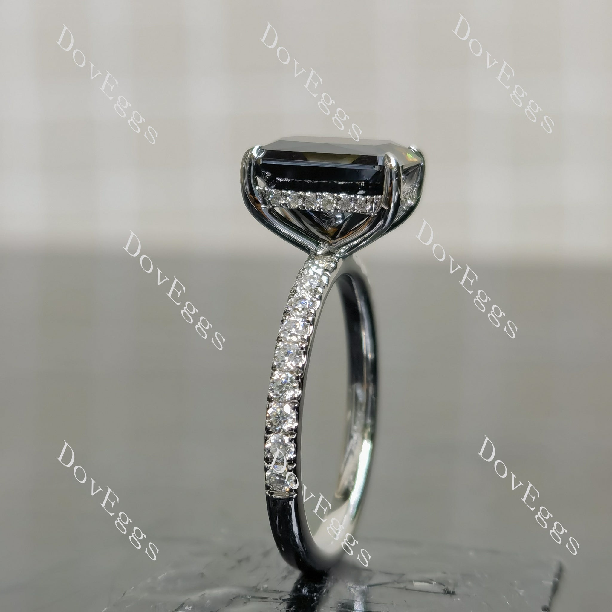 (size 7) Doveggs sterling silver 4ct Radiant moissanite engagement ring