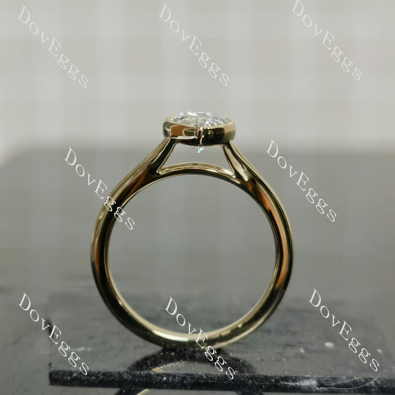 Doveggs marquise bezel solitaire split shanks moissanite engagement ring