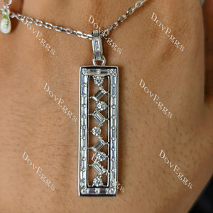 Doveggs baguette round channel set moissanite/lab grown diamond pendant necklace for women (pendant only)