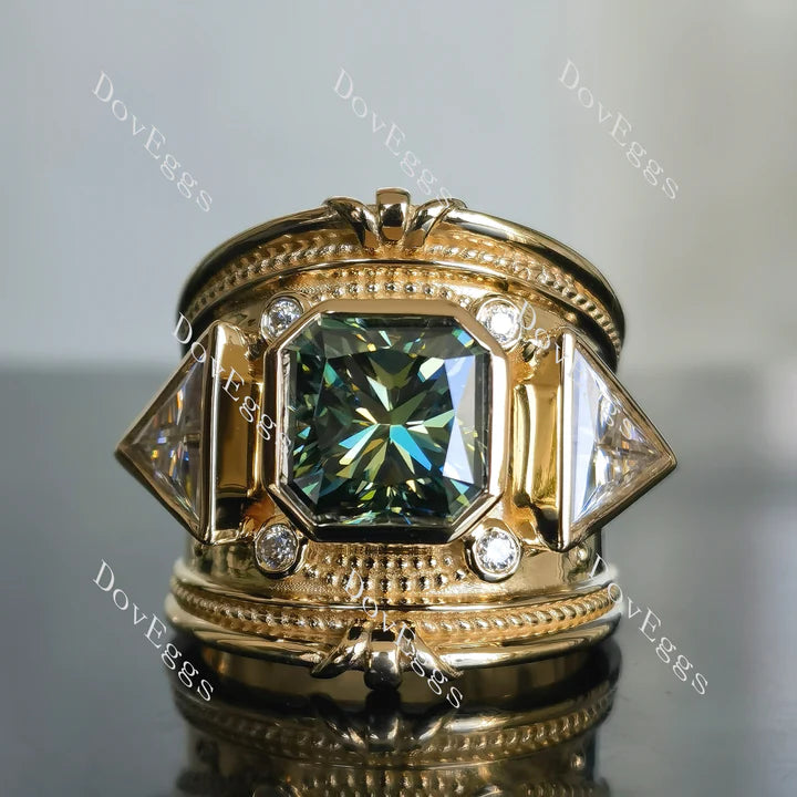 The Santorini radiant bezel art deco engagement ring only semi-mount only(Exclusively to DovEggs Stones)