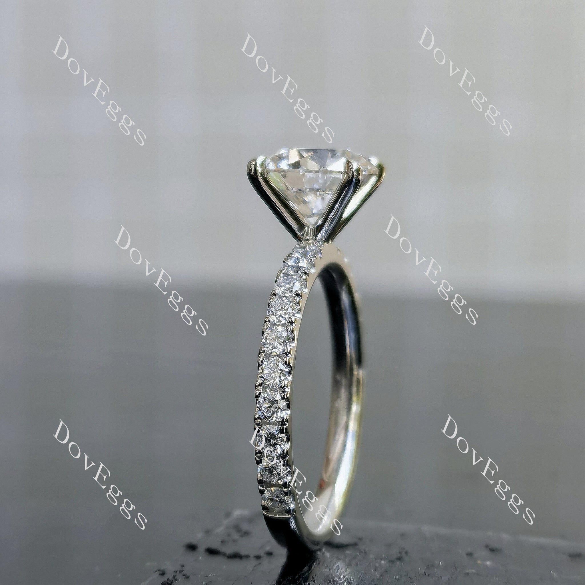 Doveggs round pave Lab Grown Diamond Engagement Ring