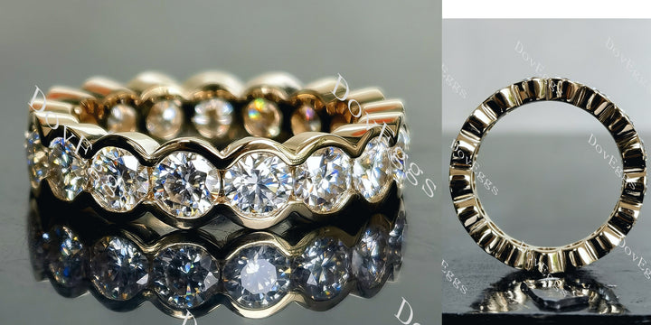 Doveggs round full eternity bezel moissanite/lab grown diamond wedding band-5.2mm band width - DovEggs-Seattle