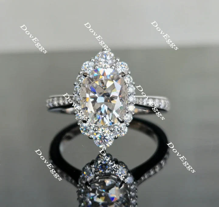 DovEggs half eternity paved halo engagement ring semi-mount only(Exclusively to DovEggs Stones)