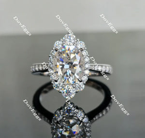 DovEggs half eternity paved halo engagement ring semi-mount only(Exclusively to DovEggs Stones)