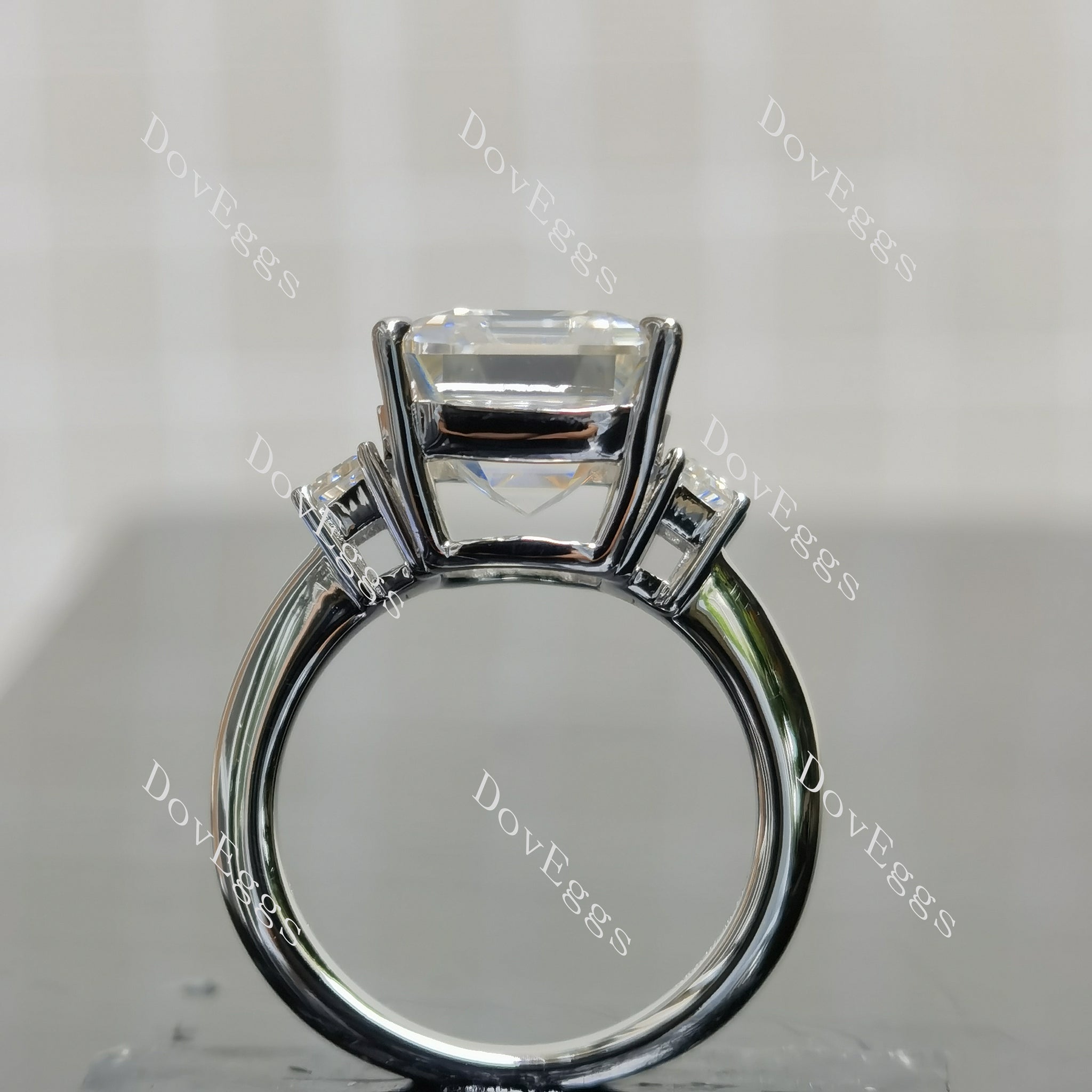 (size 5.5) Doveggs sterling silver 8ct elongated krupp cut moissanite engagement ring